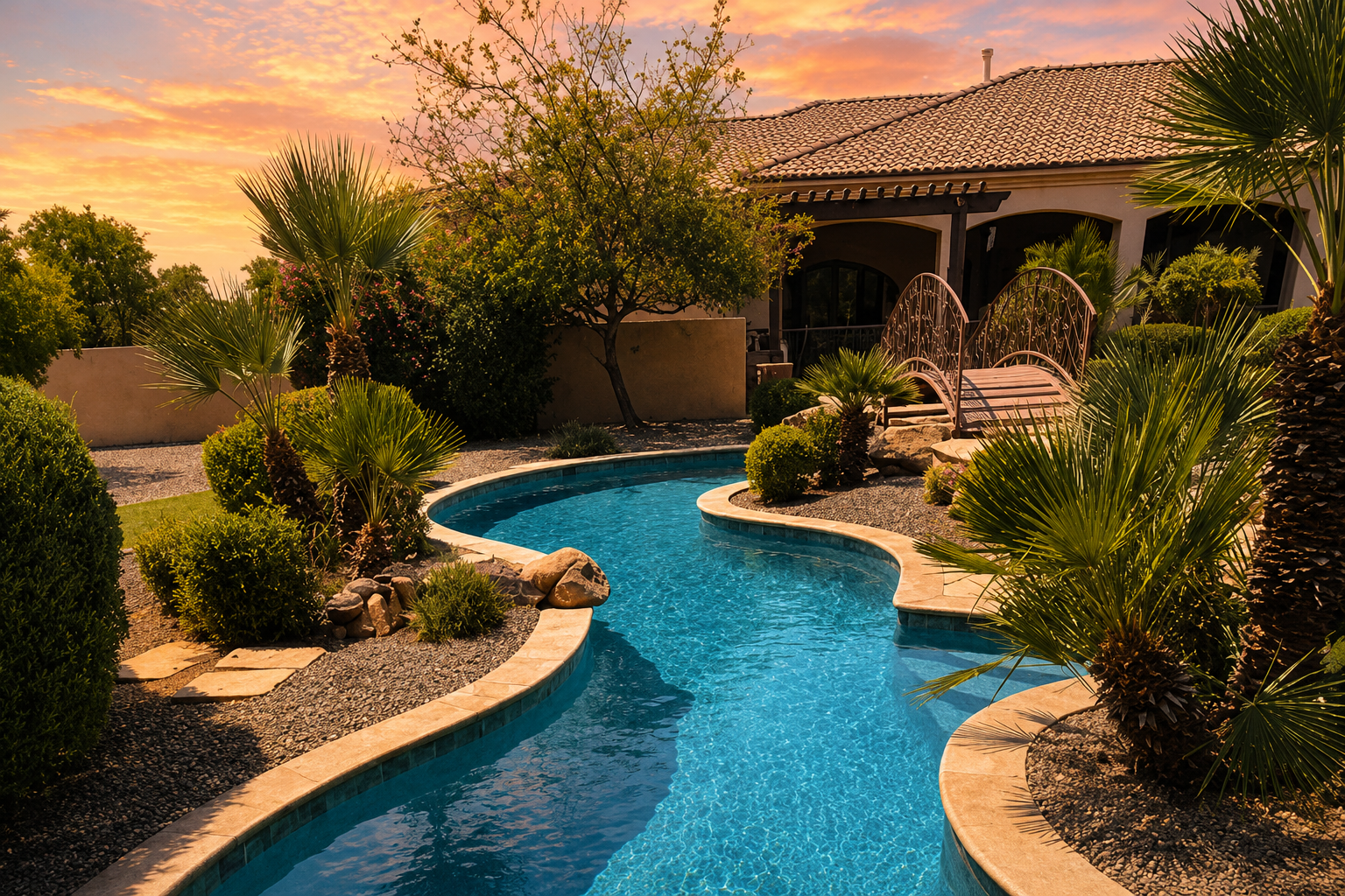 Landscape design paired with new pool construction in Arizona