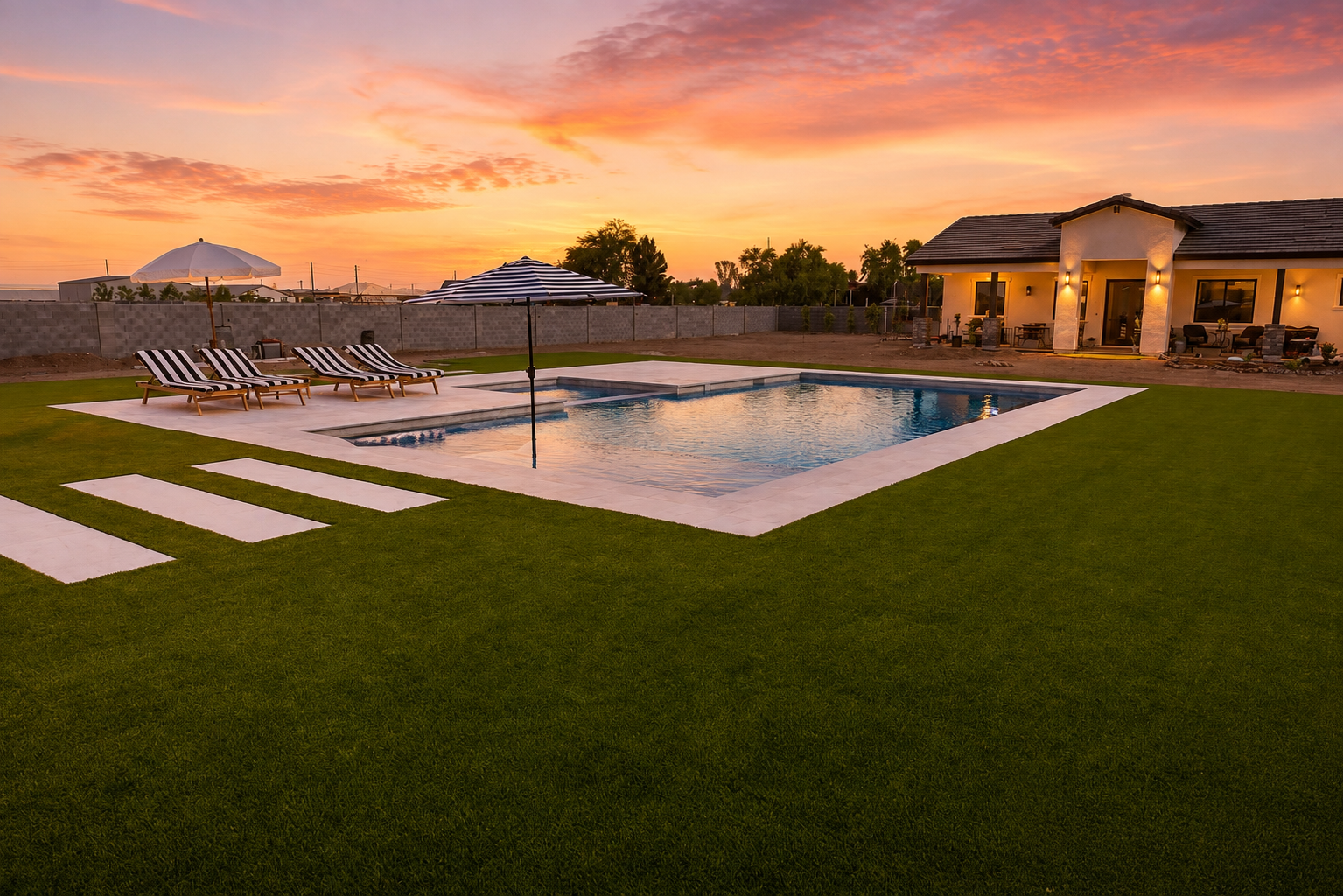Backyard after pool construction
